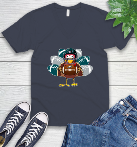 Philadelphia Eagles Turkey Thanksgiving Day V-Neck T-Shirt 9