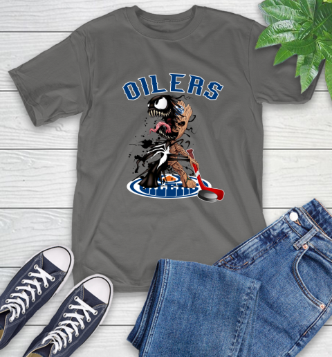 NHL Edmonton Oilers Hockey Venom Groot Guardians Of The Galaxy T-Shirt - Image 10