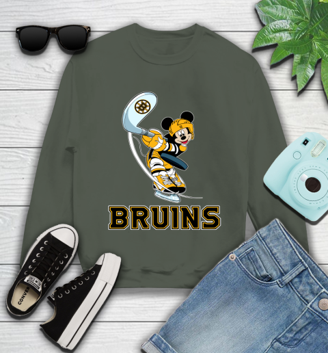 NHL Hockey Boston Bruins Cheerful Mickey Mouse Shirt Youth Sweatshirt 9