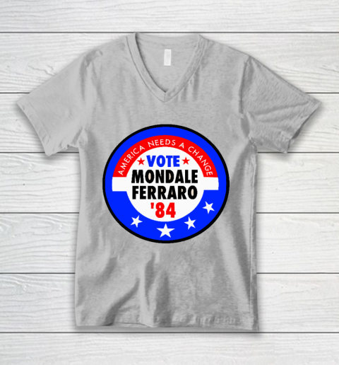 Walter Mondale and Geraldine Ferraro Campaign Button V-Neck T-Shirt 3