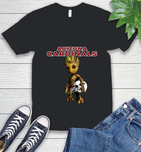 Arizona Cardinals NFL Football Groot Marvel Guardians Of The Galaxy V-Neck T-Shirt 2