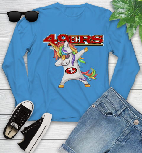 San Francisco 49ers NFL Football Funny Unicorn Dabbing Sports Youth Long Sleeve 7