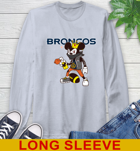 Denver Broncos NFL Football Mickey Peace Sign Sports Long Sleeve T-Shirt 6