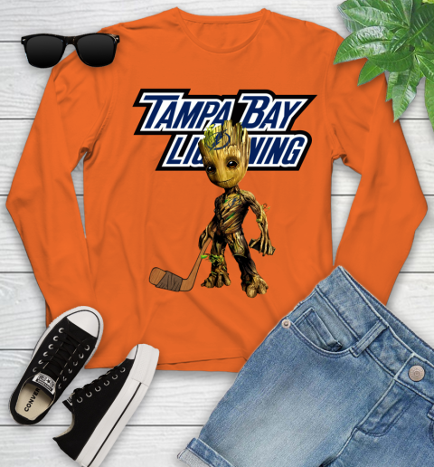 Tampa Bay Lightning NHL Hockey Groot Marvel Guardians Of The Galaxy Youth Long Sleeve 4