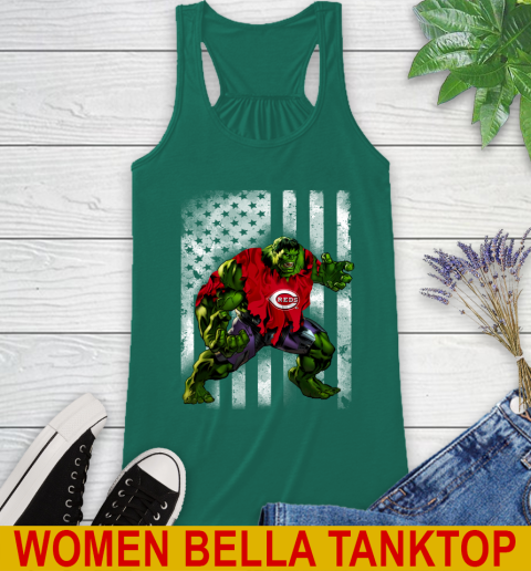 Cincinnati Reds Hulk Marvel Avengers MLB Baseball American Flag Racerback Tank 5