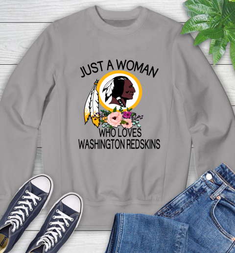 NFL Just A Woman Who Loves Washington Redskins Football Sports Sweatshirt 3