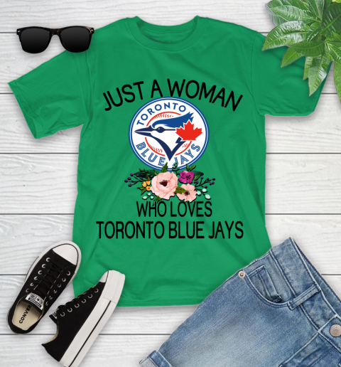 MLB Just A Woman Who Loves Toronto Blue Jays Baseball Sports Youth T-Shirt 3