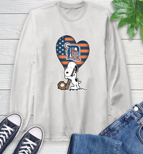 Detroit Tigers MLB Baseball The Peanuts Movie Adorable Snoopy Long Sleeve T-Shirt