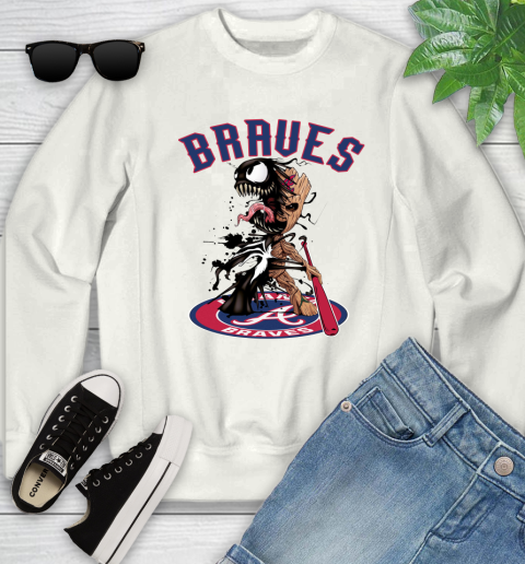 MLB Atlanta Braves Baseball Venom Groot Guardians Of The Galaxy Youth Sweatshirt
