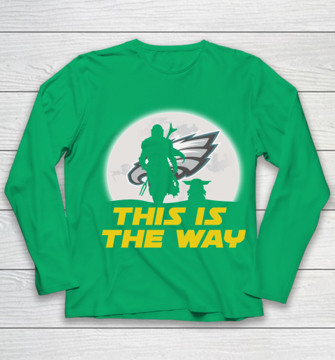 Philadelphia Eagles NFL Football Star Wars Yoda And Mandalorian This Is The Way Youth Long Sleeve 4