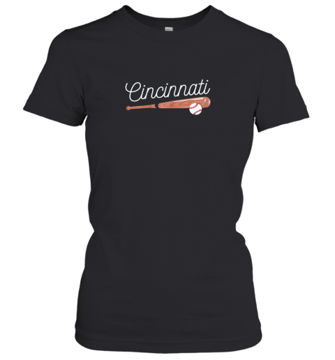 Cincinnati Baseball Tshirt Classic Ball and Bat Design Women's T-Shirt