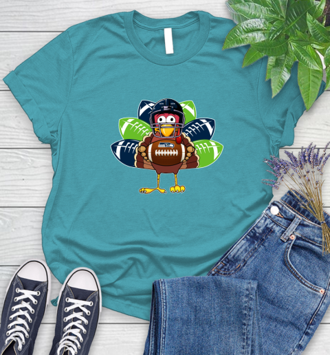 Seattle Seahawks Turkey Thanksgiving Day Women's T-Shirt 12