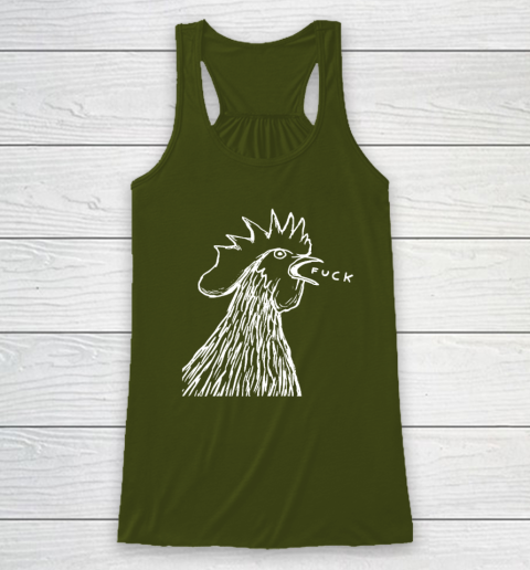 Funny Chicken Rooster Saying FUCK Racerback Tank 2