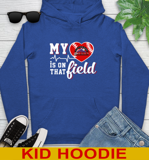 MLB My Heart Is On That Field Baseball Sports Colorado Rockies Youth Hoodie 10