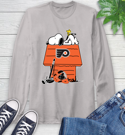 Philadelphia Flyers NHL Hockey Snoopy Woodstock The Peanuts Movie Long Sleeve T-Shirt 12