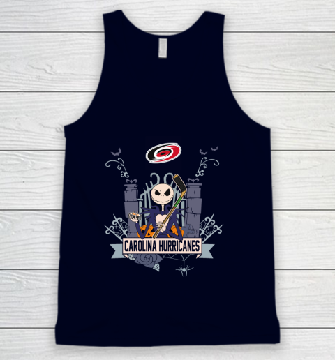 NHL Carolina Hurricanes Hockey Jack Skellington Halloween Tank Top 2