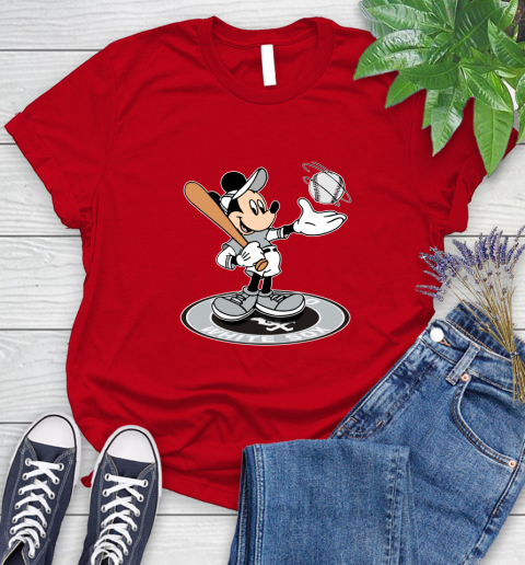 MLB Baseball Chicago White Sox Cheerful Mickey Disney Shirt Women's T-Shirt 11