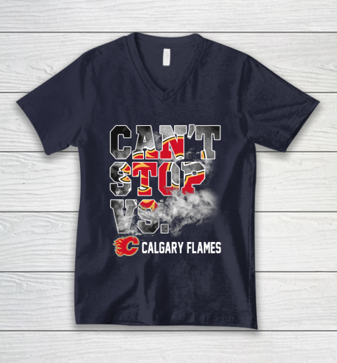 NHL Calgary Flames Hockey Can't Stop Vs V-Neck T-Shirt 2