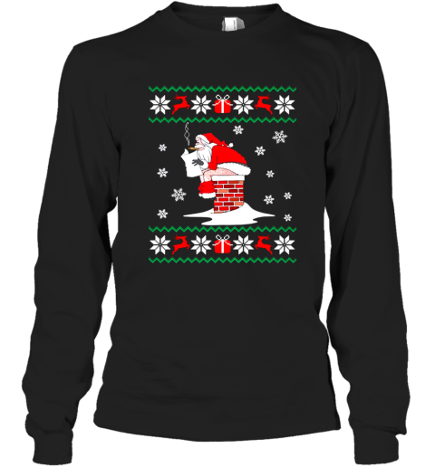 Santa Pooping Down Chimney Christmas Sweater Long Sleeve