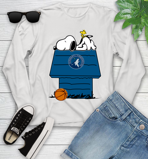 Minnesota Timberwolves NBA Basketball Snoopy Woodstock The Peanuts Movie Youth Long Sleeve