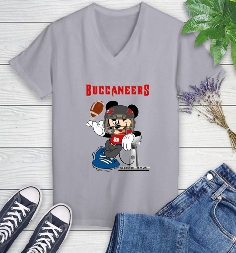 NFL Tampa Bay Buccaneers Mickey Mouse Disney Super Bowl Football T Shirt Women's V-Neck T-Shirt 4