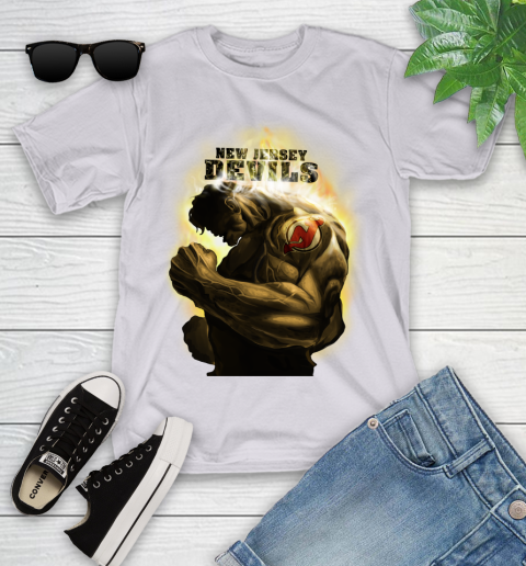 New Jersey Devils NHL Hockey Hulk Marvel Avengers Sports Youth T-Shirt 4