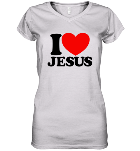 Funny I Love Jesus Women's V-Neck T-Shirt