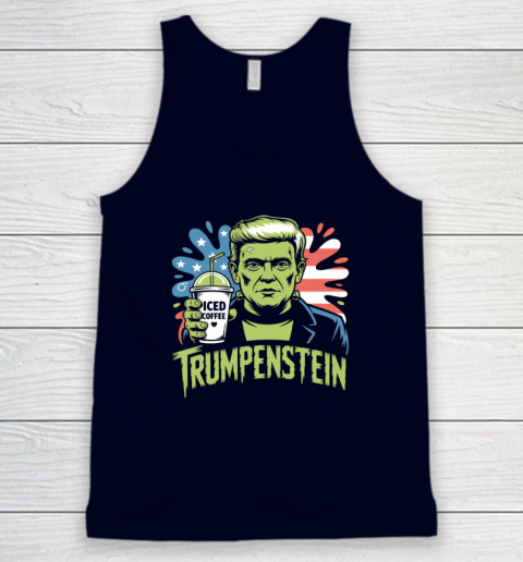 Trumpenstein Funny Iced Coffee Drink Halloween 4th of July USA Flag Tank Top 2