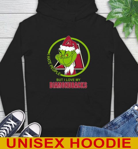 Arizona Diamondbacks MLB Christmas Grinch I Hate People But I Love My Favorite Baseball Team Hoodie 2