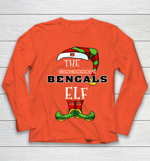 Cincinnati Bengals Christmas ELF Funny NFL Youth Long Sleeve 3