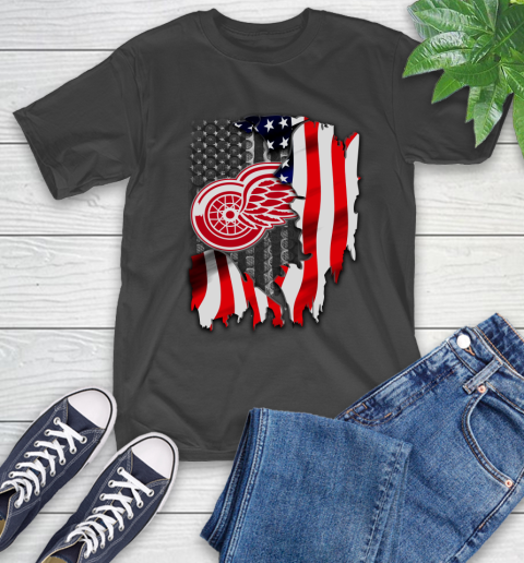 Detroit Red Wings NHL Hockey American Flag T-Shirt