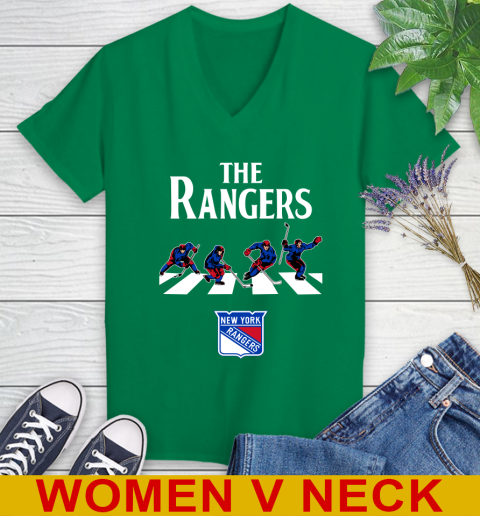 NHL Hockey New York Rangers The Beatles Rock Band Shirt Women's V-Neck T-Shirt 5