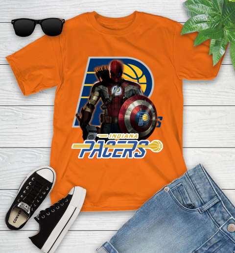 Indiana Pacers NBA Basketball Captain America Thor Spider Man Hawkeye Avengers Youth T-Shirt 7