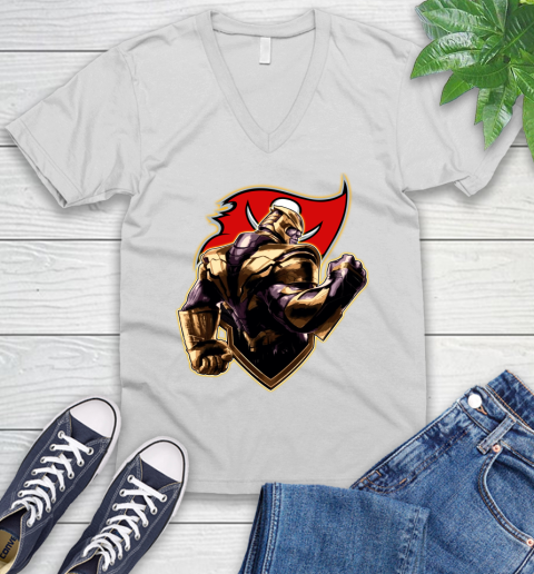 NFL Thanos Avengers Endgame Football Sports Tampa Bay Buccaneers V-Neck T-Shirt