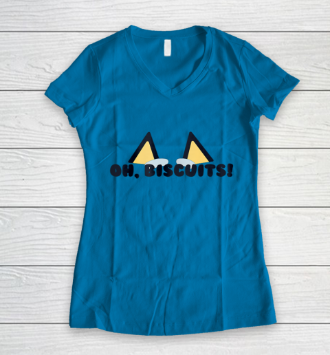 Bluey Oh Biscuits Mum Dad Cartoon Mother s Father s Day Women's V-Neck T-Shirt 4