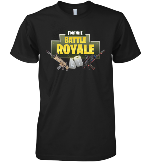 6ntv fortnite battle royale logo with assault rifle shirts premium guys tee 5 front black