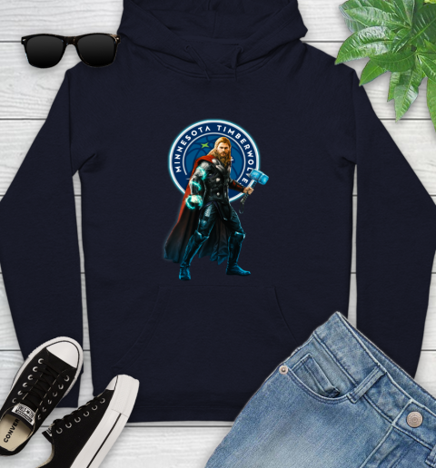 NBA Thor Avengers Endgame Basketball Minnesota Timberwolves Youth Hoodie 4