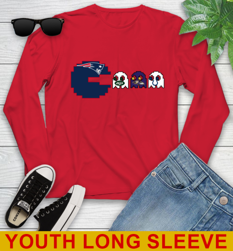 New England Patriots NFL Football Pac Man Champion Youth Long Sleeve 11