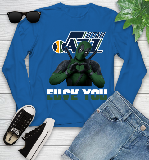 NBA Utah Jazz Deadpool Love You Fuck You Basketball Sports Youth Long Sleeve 10