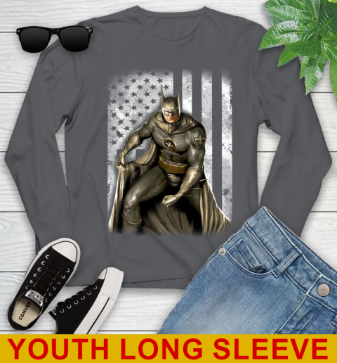 New Orleans Saints NFL Football Batman DC American Flag Shirt Youth Long Sleeve 9
