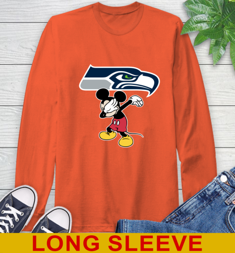 Seattle Seahawks NFL Football Dabbing Mickey Disney Sports Long Sleeve T-Shirt 5
