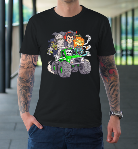 Halloween Gamer Skeleton Zombie Monster Truck T-Shirt