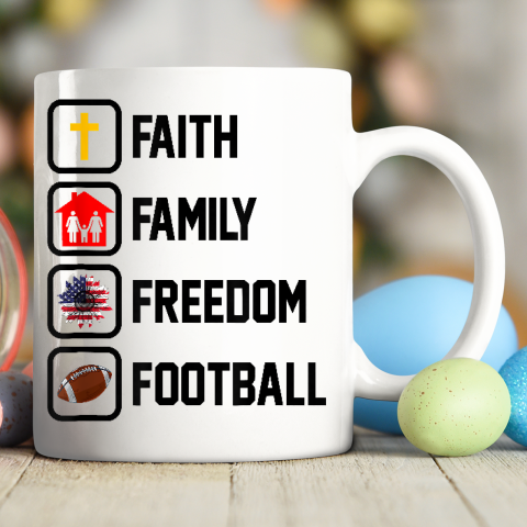 Faith Family Freedom Football Christian Ceramic Mug 11oz