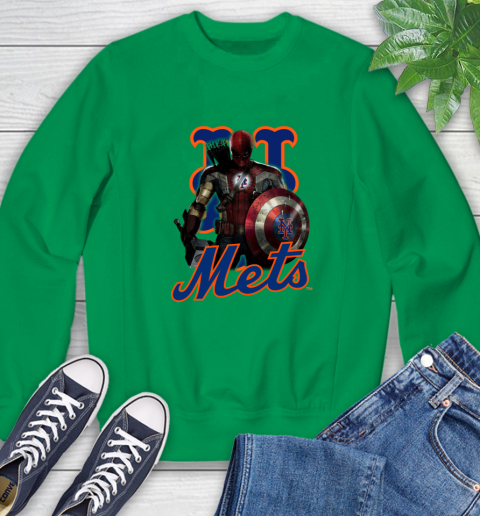 MLB Captain America Thor Spider Man Hawkeye Avengers Endgame Baseball New York Mets Sweatshirt 6