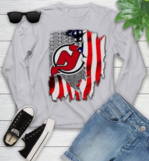 New Jersey Devils NHL Hockey American Flag Youth Long Sleeve 5