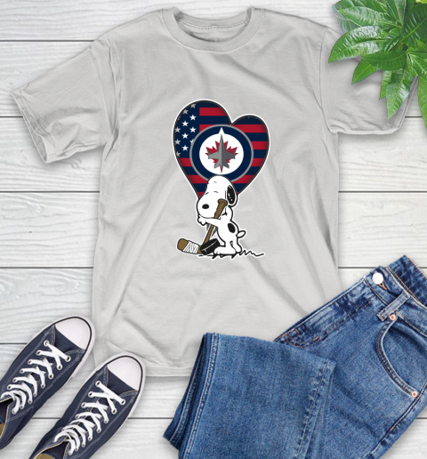 Winnipeg Jets NHL Hockey The Peanuts Movie Adorable Snoopy T-Shirt