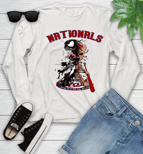 MLB Washington Nationals Baseball Venom Groot Guardians Of The Galaxy Youth Long Sleeve 12