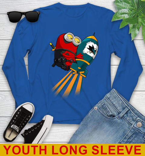 NHL Hockey San Jose Sharks Deadpool Minion Marvel Shirt Youth Long Sleeve 10