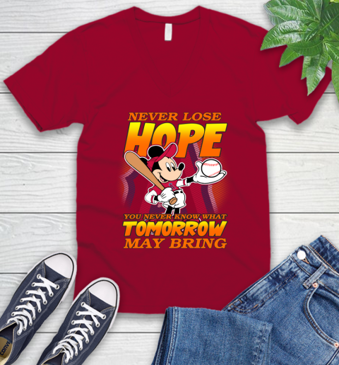 Los Angeles Angels MLB Baseball Mickey Disney Never Lose Hope V-Neck T-Shirt 7
