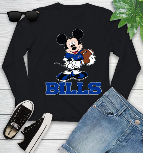 NFL Football Buffalo Bills Cheerful Mickey Mouse Shirt Youth Long Sleeve